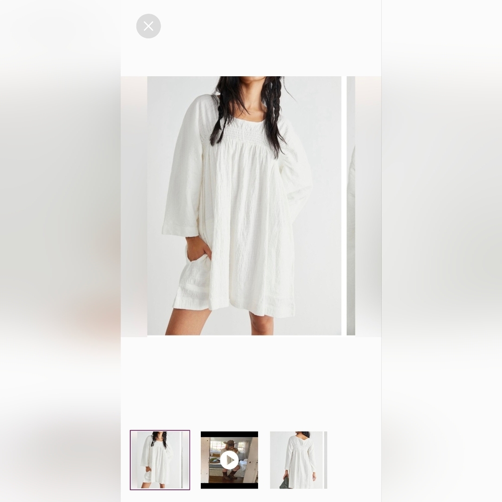 Free People Beach White Cotton Tunic Dress Size M